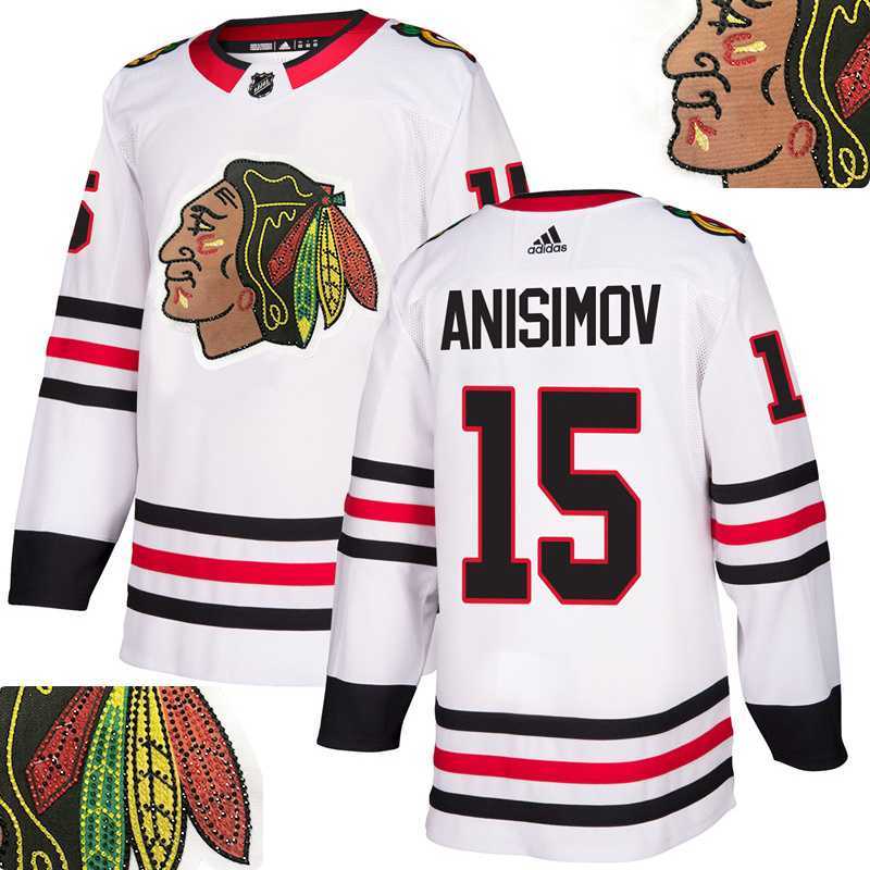 Blackhawks #15 Anisimov White With Special Glittery Logo Adidas Jersey,We sell and wholesale Blackhawks #15 Anisimov White With Special Glittery Logo Adidas Jersey on line form chian!